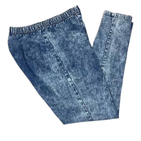 Denim 24/7 Acid Wash Pull On Stretch Waist Skinny Jeans Size 14W Casual - Picture 1 of 5